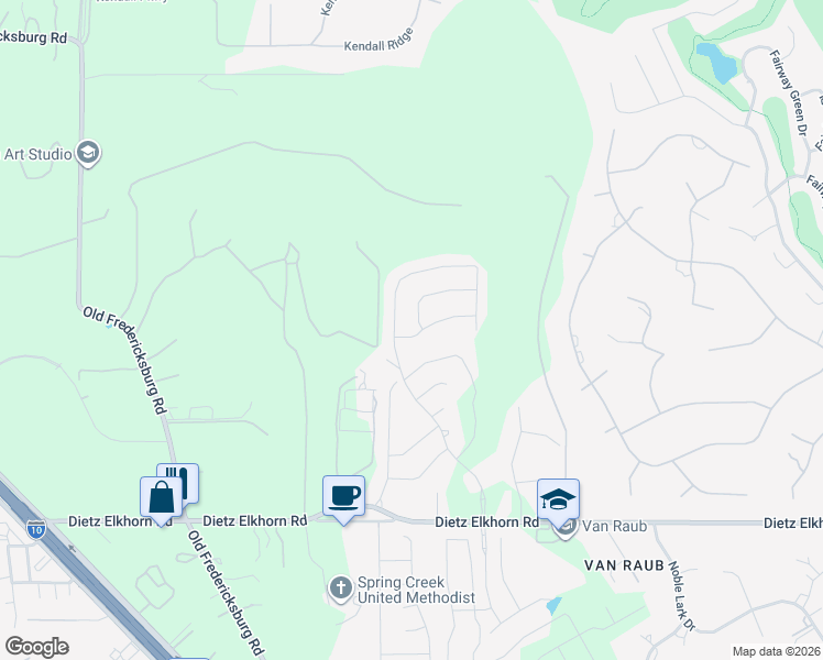 map of restaurants, bars, coffee shops, grocery stores, and more near 9007 Whimsey Ridge in Boerne