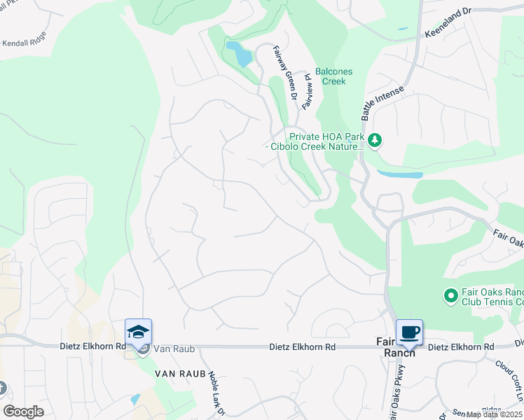 map of restaurants, bars, coffee shops, grocery stores, and more near 8528 Raintree Woods Drive in Boerne