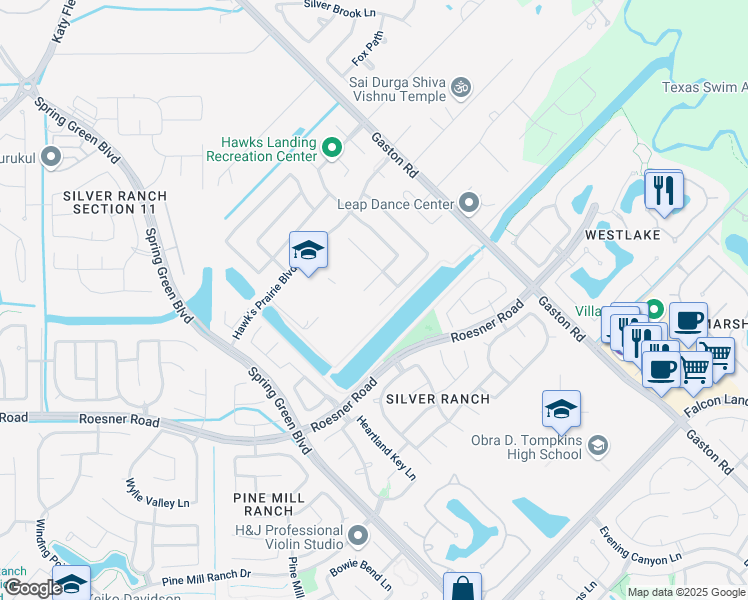 map of restaurants, bars, coffee shops, grocery stores, and more near 26626 Green Heron Drive in Katy