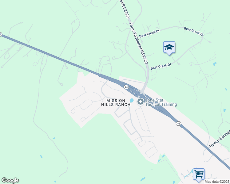 map of restaurants, bars, coffee shops, grocery stores, and more near 854 San Fernando Lane in New Braunfels