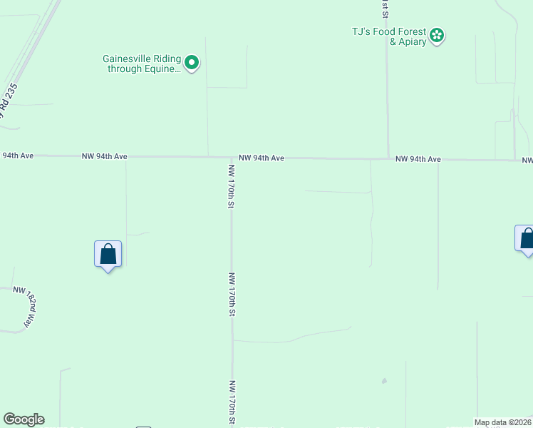 map of restaurants, bars, coffee shops, grocery stores, and more near 9115 Northwest 170 Street in Alachua