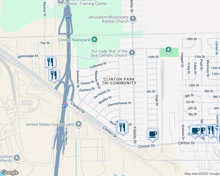 map of restaurants, bars, coffee shops, grocery stores, and more near 226 De Haven Street in Houston