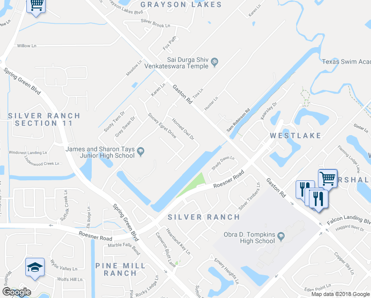 map of restaurants, bars, coffee shops, grocery stores, and more near 2439 Snowy Egret Drive in Katy