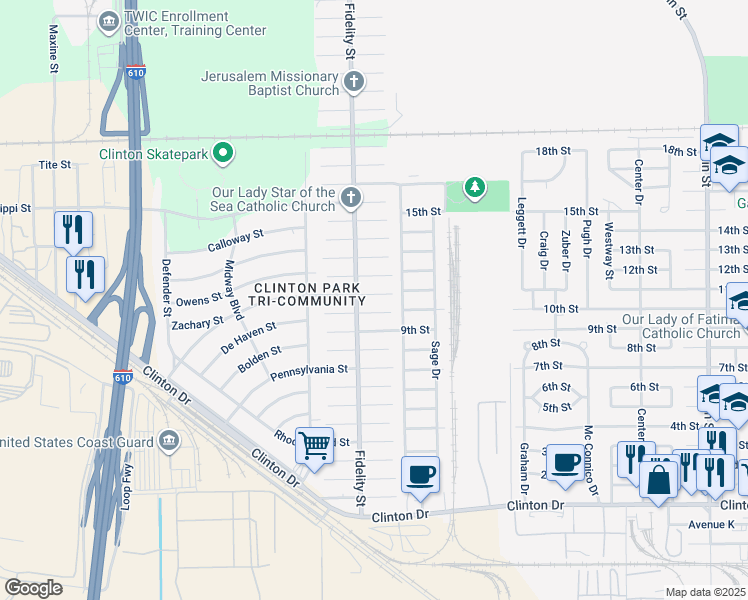 map of restaurants, bars, coffee shops, grocery stores, and more near 423 North Carolina Street in Houston