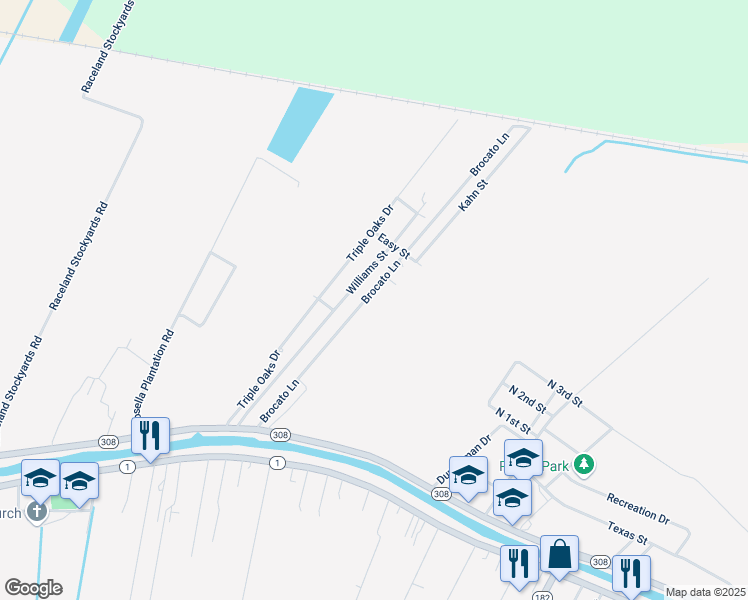 map of restaurants, bars, coffee shops, grocery stores, and more near 294 Brocato Lane in Raceland
