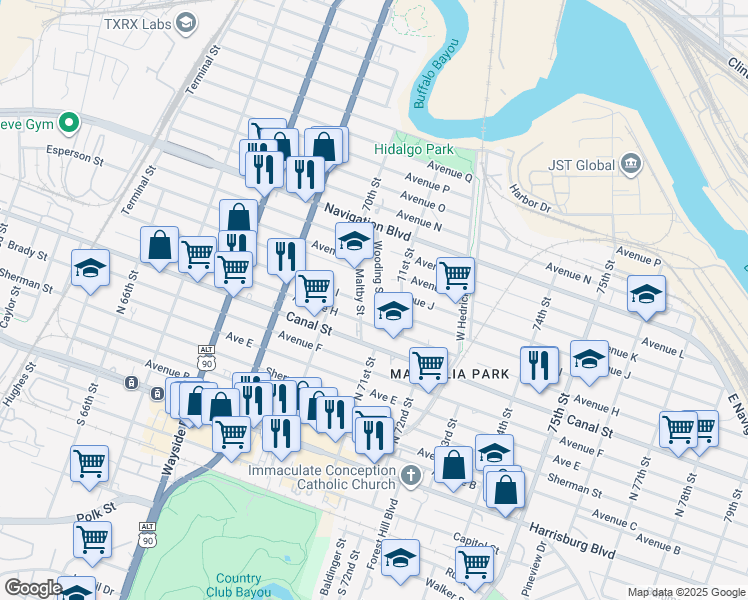 map of restaurants, bars, coffee shops, grocery stores, and more near 904 Wooding Street in Houston