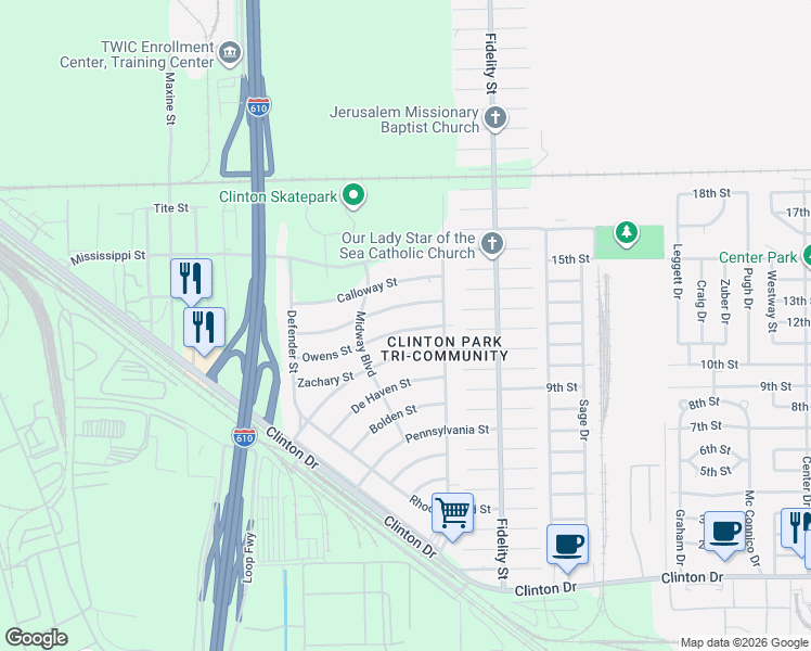 map of restaurants, bars, coffee shops, grocery stores, and more near 237 North Carolina Street in Houston