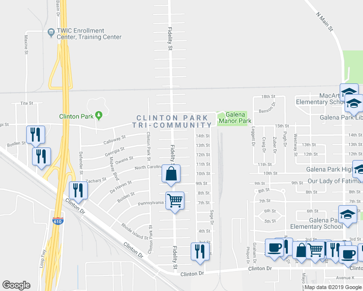 map of restaurants, bars, coffee shops, grocery stores, and more near 417 Cartersville Street in Houston