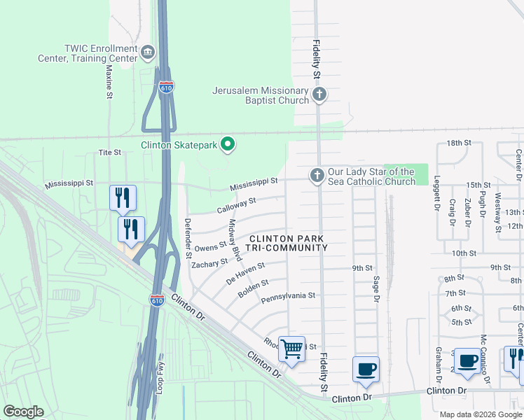 map of restaurants, bars, coffee shops, grocery stores, and more near 249 Georgia St in Houston