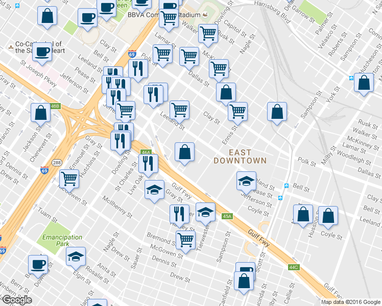 map of restaurants, bars, coffee shops, grocery stores, and more near 1729 Aden Mist Drive in Houston