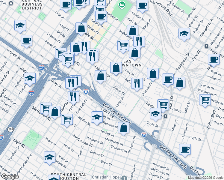 map of restaurants, bars, coffee shops, grocery stores, and more near 1729 Aden Mist Drive in Houston