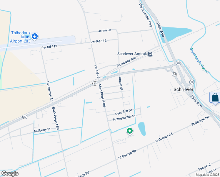map of restaurants, bars, coffee shops, grocery stores, and more near 115 Saint Julian Street in Schriever