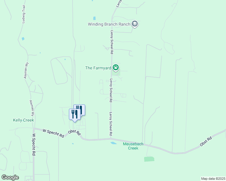 map of restaurants, bars, coffee shops, grocery stores, and more near 29950 Leroy Scheel Road in Bulverde