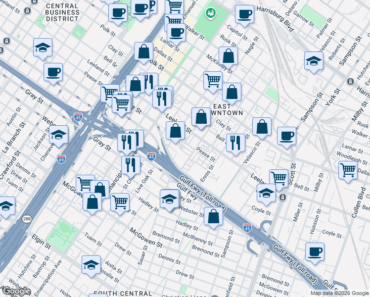 map of restaurants, bars, coffee shops, grocery stores, and more near 1732 Eado Point Lane in Houston