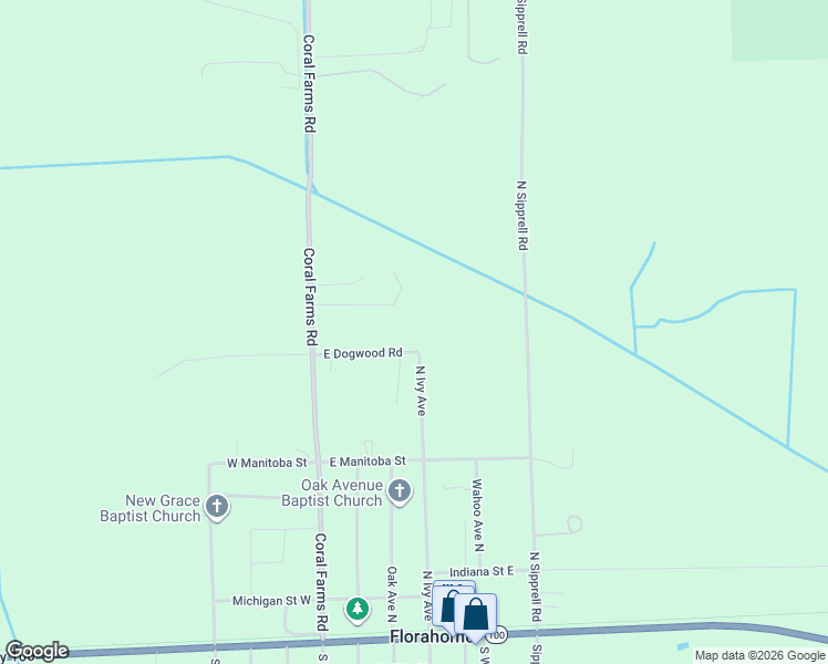map of restaurants, bars, coffee shops, grocery stores, and more near 714 Ivy Avenue North in Florahome