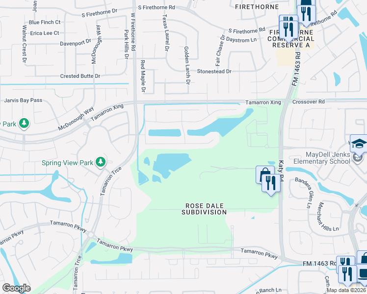 map of restaurants, bars, coffee shops, grocery stores, and more near 28510 Hannahs Harbor Lane in Katy