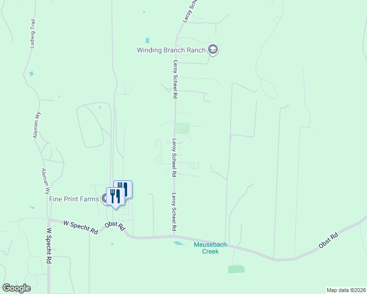 map of restaurants, bars, coffee shops, grocery stores, and more near 30050 Leroy Scheel Rd in Bulverde