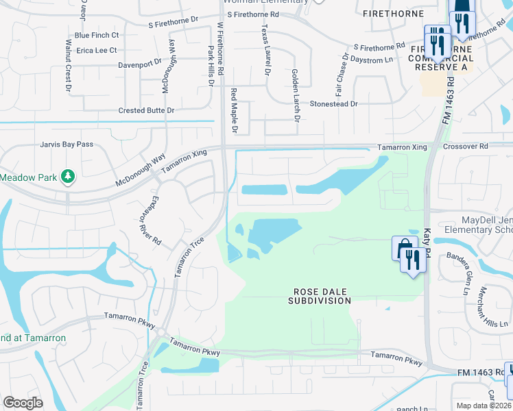map of restaurants, bars, coffee shops, grocery stores, and more near 28311 Hannahs Harbor Lane in Katy