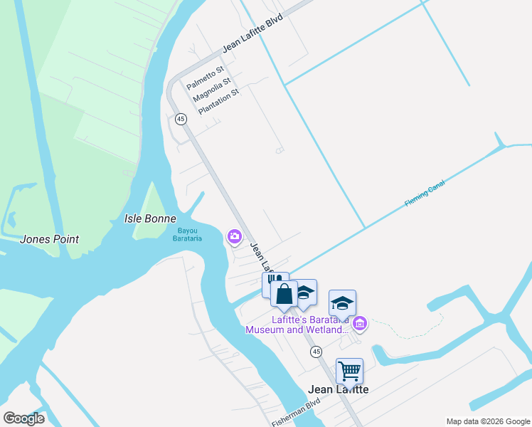 map of restaurants, bars, coffee shops, grocery stores, and more near 2315 Joseph Street in Lafitte