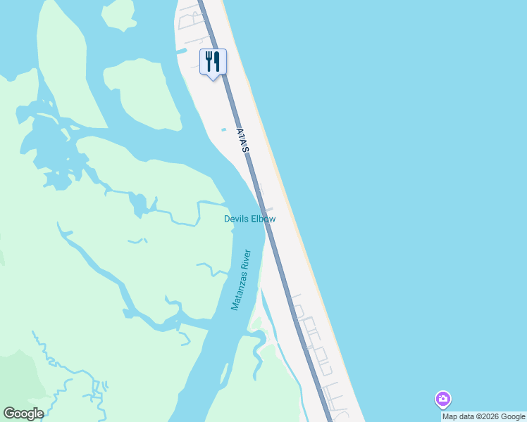 map of restaurants, bars, coffee shops, grocery stores, and more near 7895 Florida A1A in St. Augustine