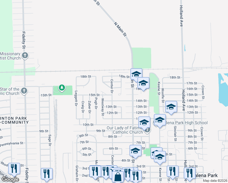 map of restaurants, bars, coffee shops, grocery stores, and more near 1505 Eastway Street in Galena Park