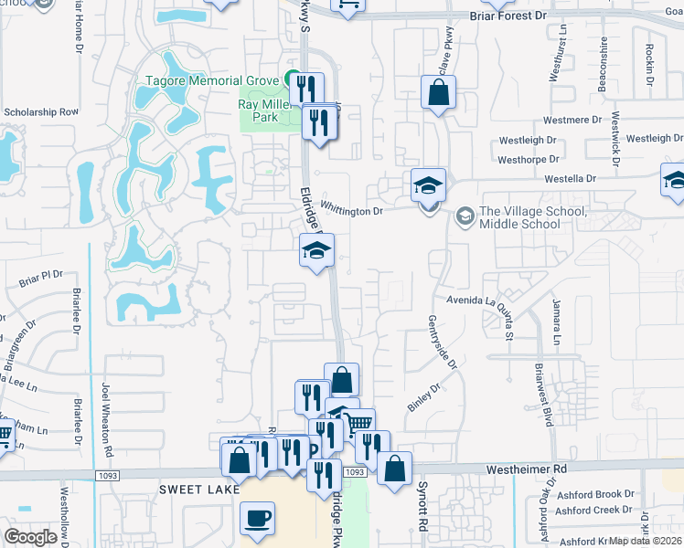 map of restaurants, bars, coffee shops, grocery stores, and more near in Houston