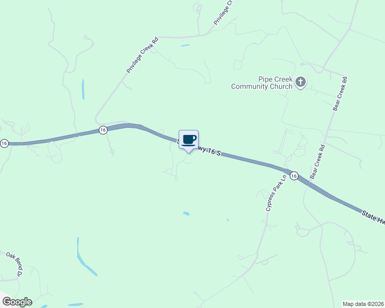 map of restaurants, bars, coffee shops, grocery stores, and more near 6150 Texas 16 in Pipe Creek