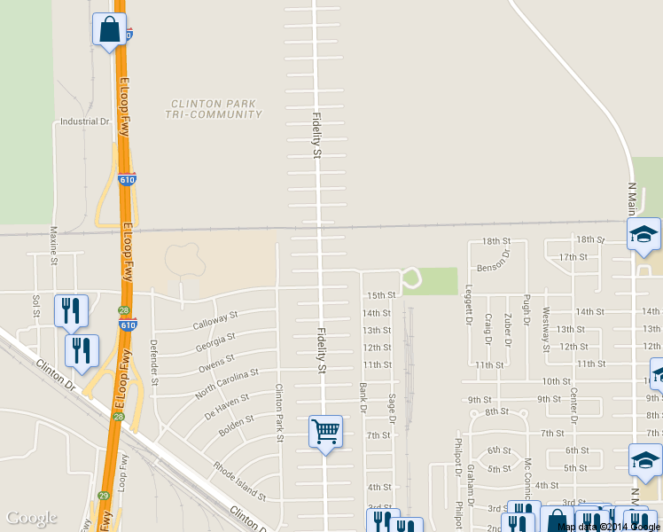 map of restaurants, bars, coffee shops, grocery stores, and more near 420 Tite Street in Houston