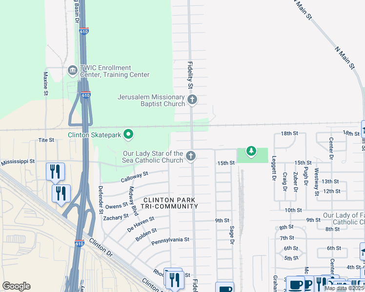 map of restaurants, bars, coffee shops, grocery stores, and more near 324 Tite Street in Houston