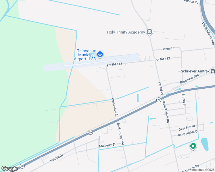 map of restaurants, bars, coffee shops, grocery stores, and more near 149-199 Horseshoe Road in Schriever