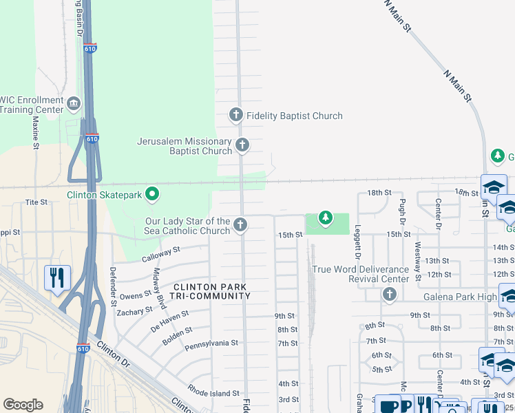 map of restaurants, bars, coffee shops, grocery stores, and more near 420 Tite St in Houston