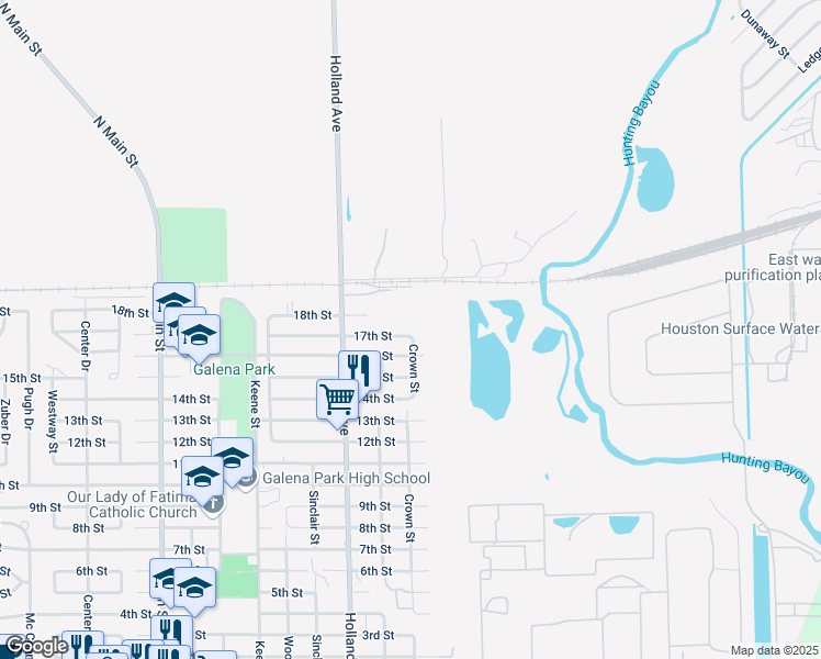 map of restaurants, bars, coffee shops, grocery stores, and more near 1039 17th St in Galena Park