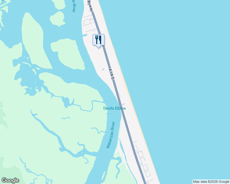 map of restaurants, bars, coffee shops, grocery stores, and more near 7741 Florida A1A in St. Augustine