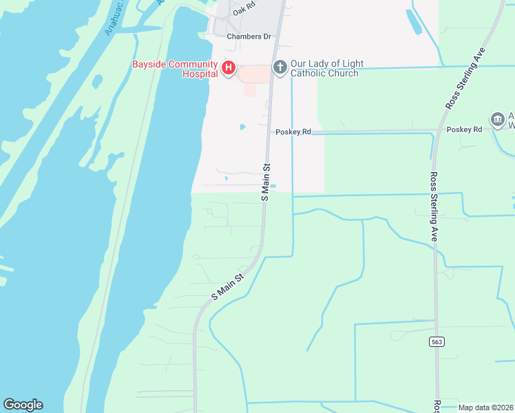 map of restaurants, bars, coffee shops, grocery stores, and more near 3020 South Main Street in Anahuac