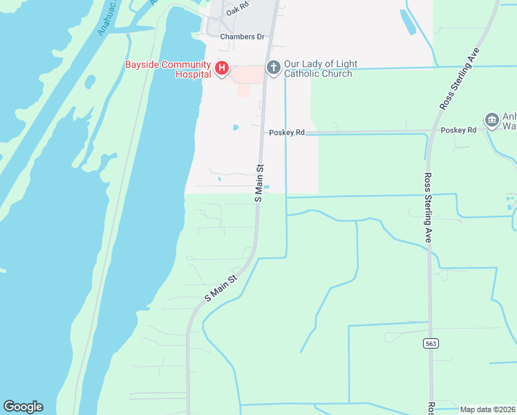 map of restaurants, bars, coffee shops, grocery stores, and more near 3020 South Main Street in Anahuac