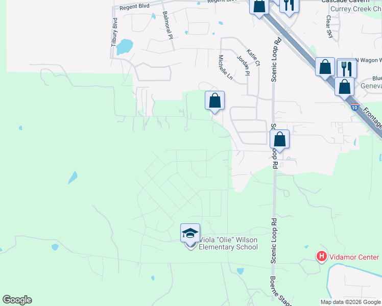map of restaurants, bars, coffee shops, grocery stores, and more near 14 Vallerie Lane in Boerne