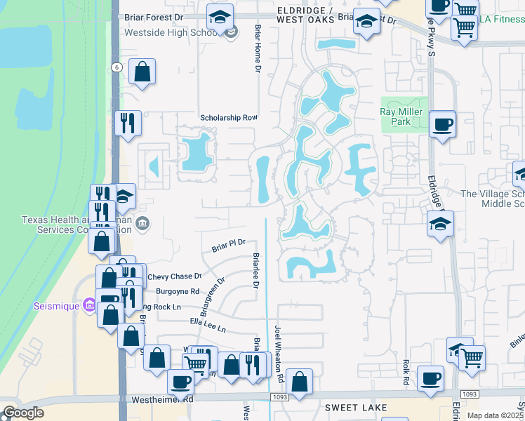map of restaurants, bars, coffee shops, grocery stores, and more near 14119 Jade Cove Drive in Houston
