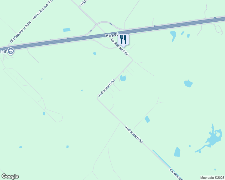 map of restaurants, bars, coffee shops, grocery stores, and more near 2336 Beckendorff Road in Sealy