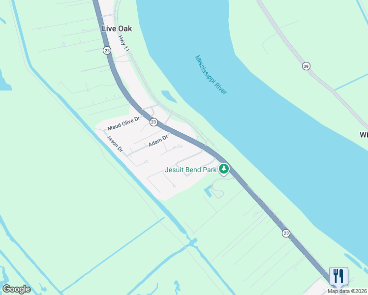 map of restaurants, bars, coffee shops, grocery stores, and more near 105 Regina Drive in Belle Chasse