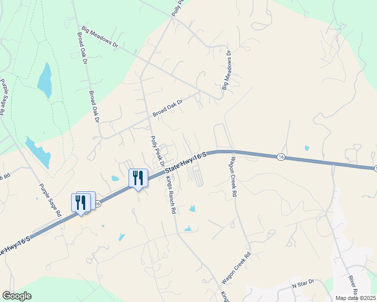 map of restaurants, bars, coffee shops, grocery stores, and more near 4141 Texas 16 in Bandera