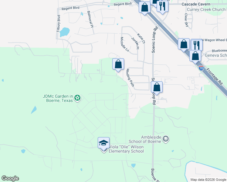map of restaurants, bars, coffee shops, grocery stores, and more near 4 Spring Hill Road in Boerne