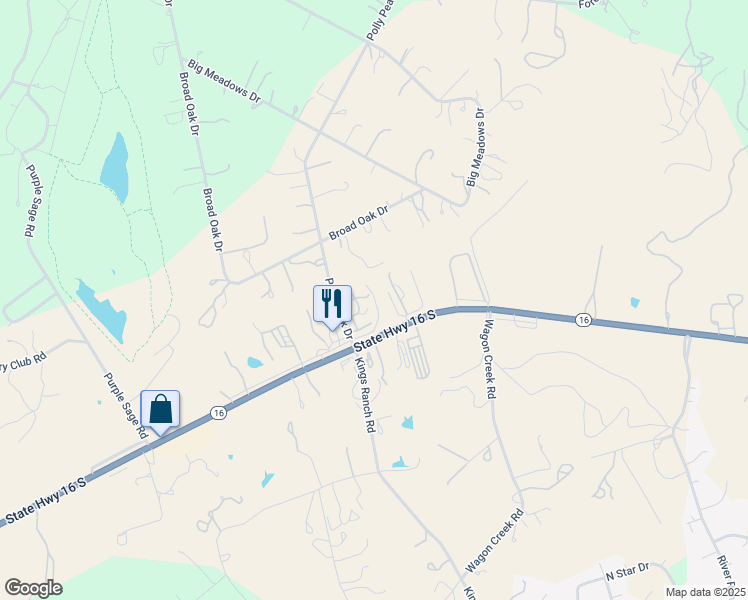 map of restaurants, bars, coffee shops, grocery stores, and more near 4141 Texas 16 in Bandera