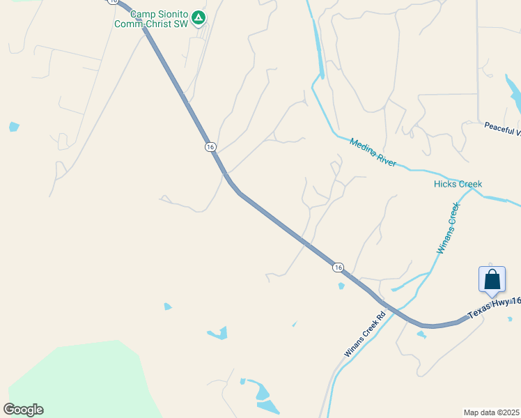 map of restaurants, bars, coffee shops, grocery stores, and more near 7386 Highway 16 in Bandera