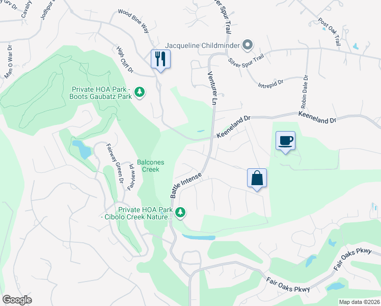 map of restaurants, bars, coffee shops, grocery stores, and more near 8030 Cibolo View in Fair Oaks Ranch
