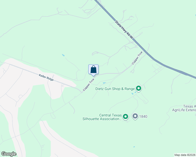 map of restaurants, bars, coffee shops, grocery stores, and more near 253 Copper Trace in New Braunfels