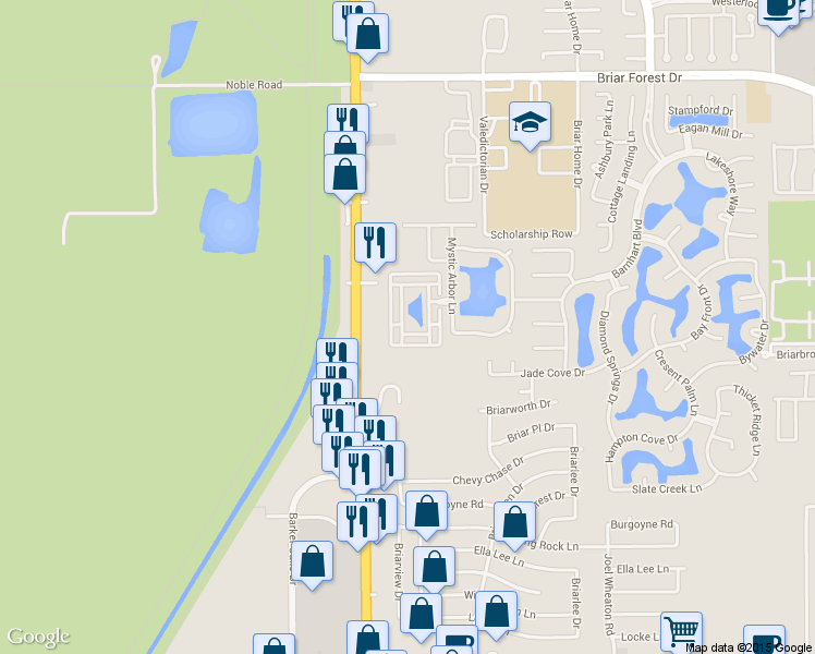 map of restaurants, bars, coffee shops, grocery stores, and more near 2002 Palm Forest Lane in Houston