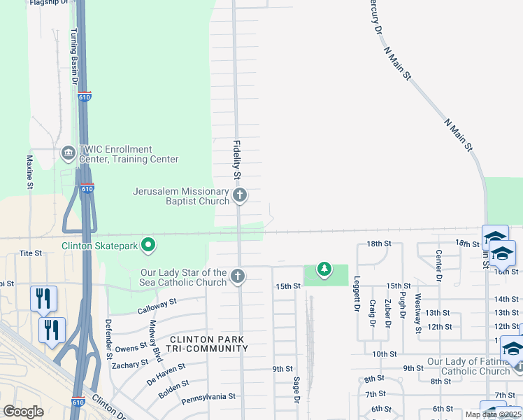 map of restaurants, bars, coffee shops, grocery stores, and more near 9825 Mimbrough Street in Houston