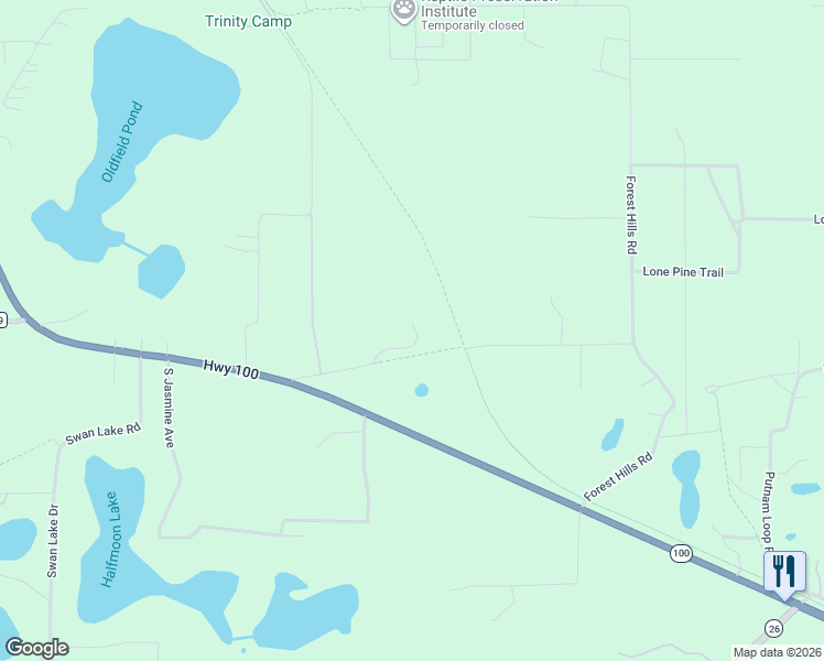 map of restaurants, bars, coffee shops, grocery stores, and more near 8449 Florida 100 in Melrose
