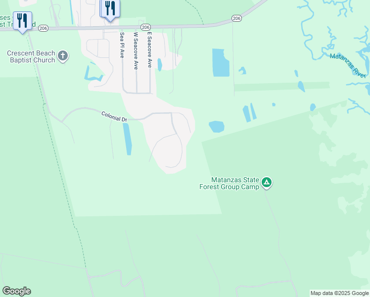 map of restaurants, bars, coffee shops, grocery stores, and more near 6924 Cypress Spring Court in St. Augustine