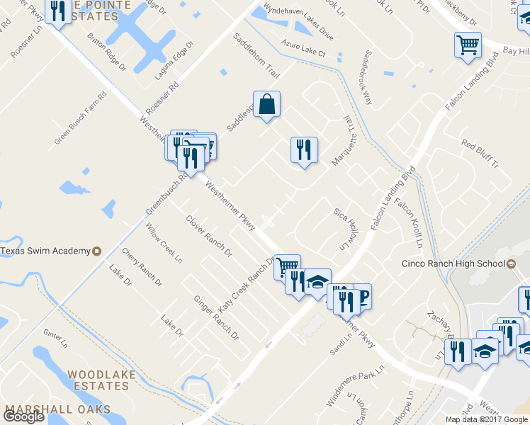 map of restaurants, bars, coffee shops, grocery stores, and more near 25122 Summer Walk Lane in Katy